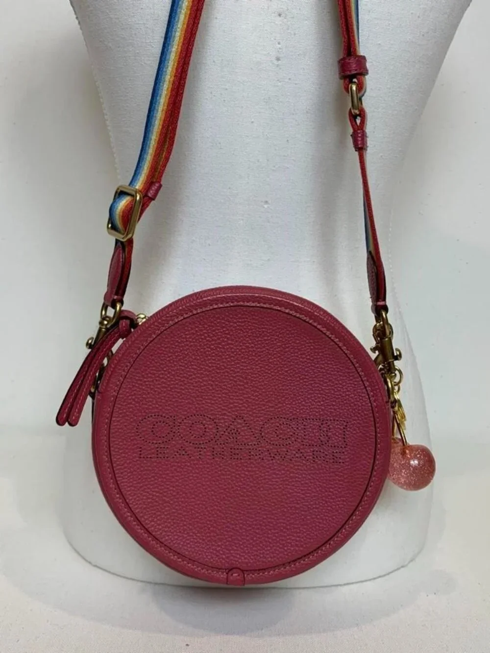 Pink leather Coach Kia circle bag